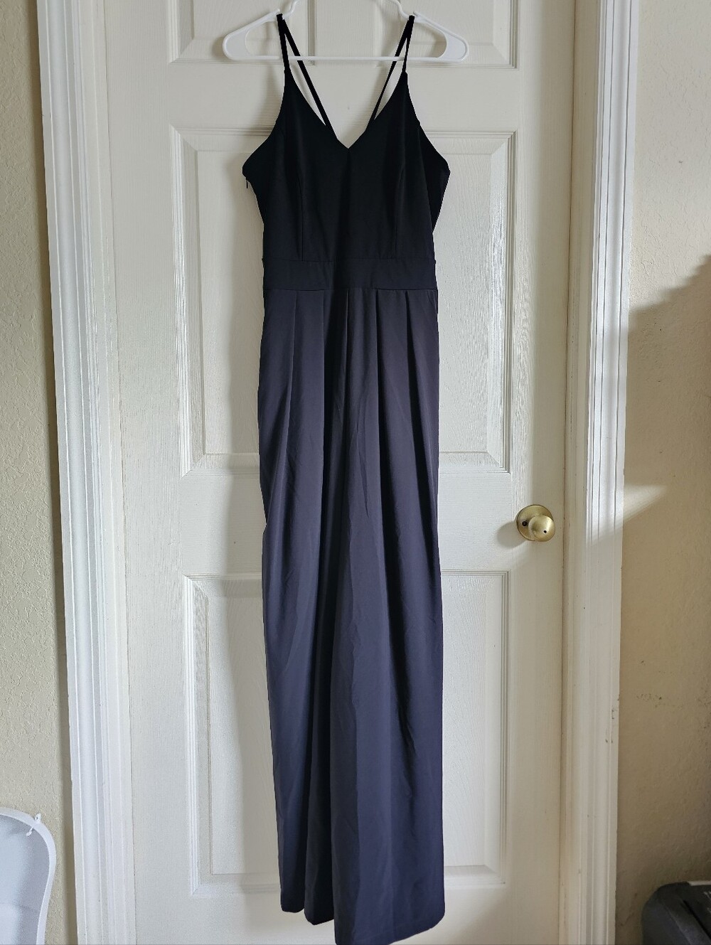 Halara Women's Size M Black V-Neck Spaghetti Strap Wide Leg Jumpsuit